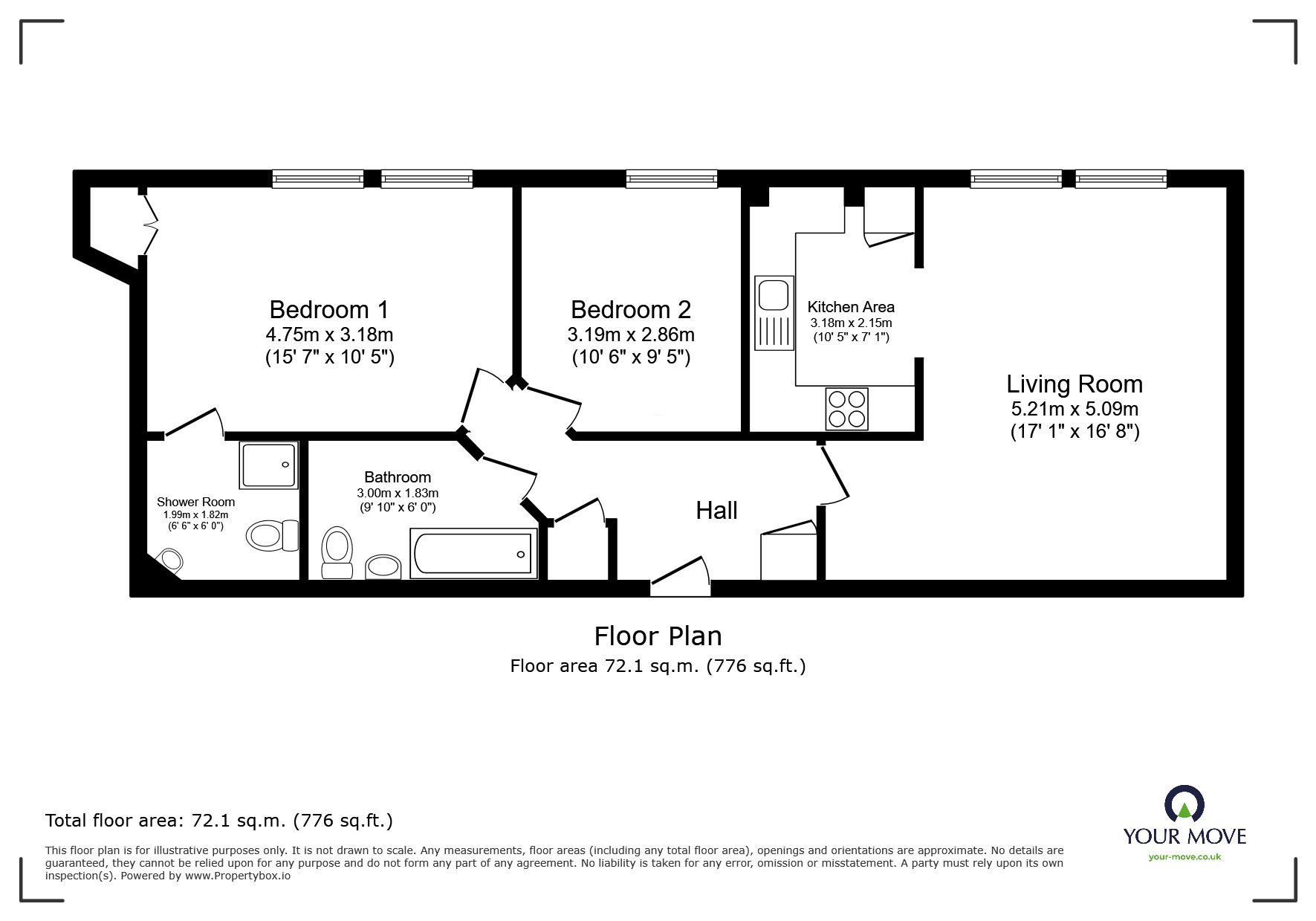Floorplan of 2 bedroom  Flat to rent, Nevill Street, Tunbridge Wells, Kent, TN2