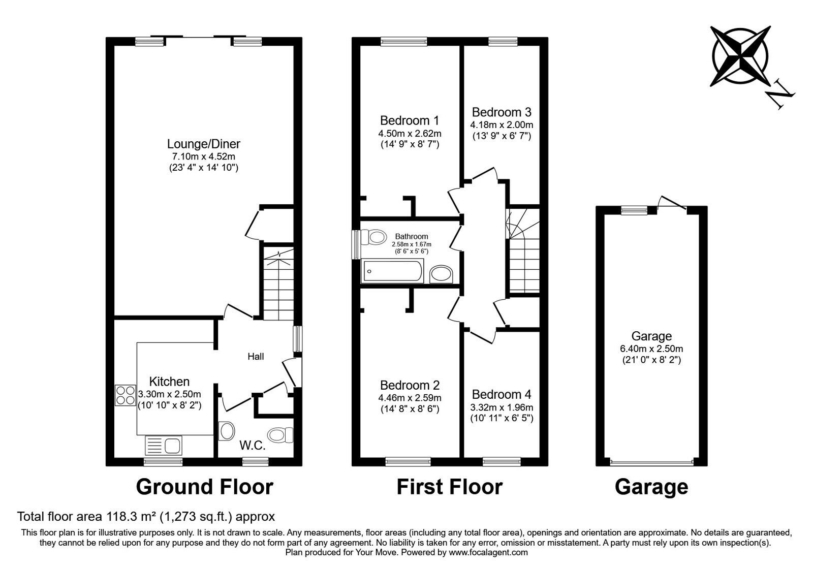 Floorplan of 4 bedroom Detached House for sale, Westway, Pembury, Kent, TN2
