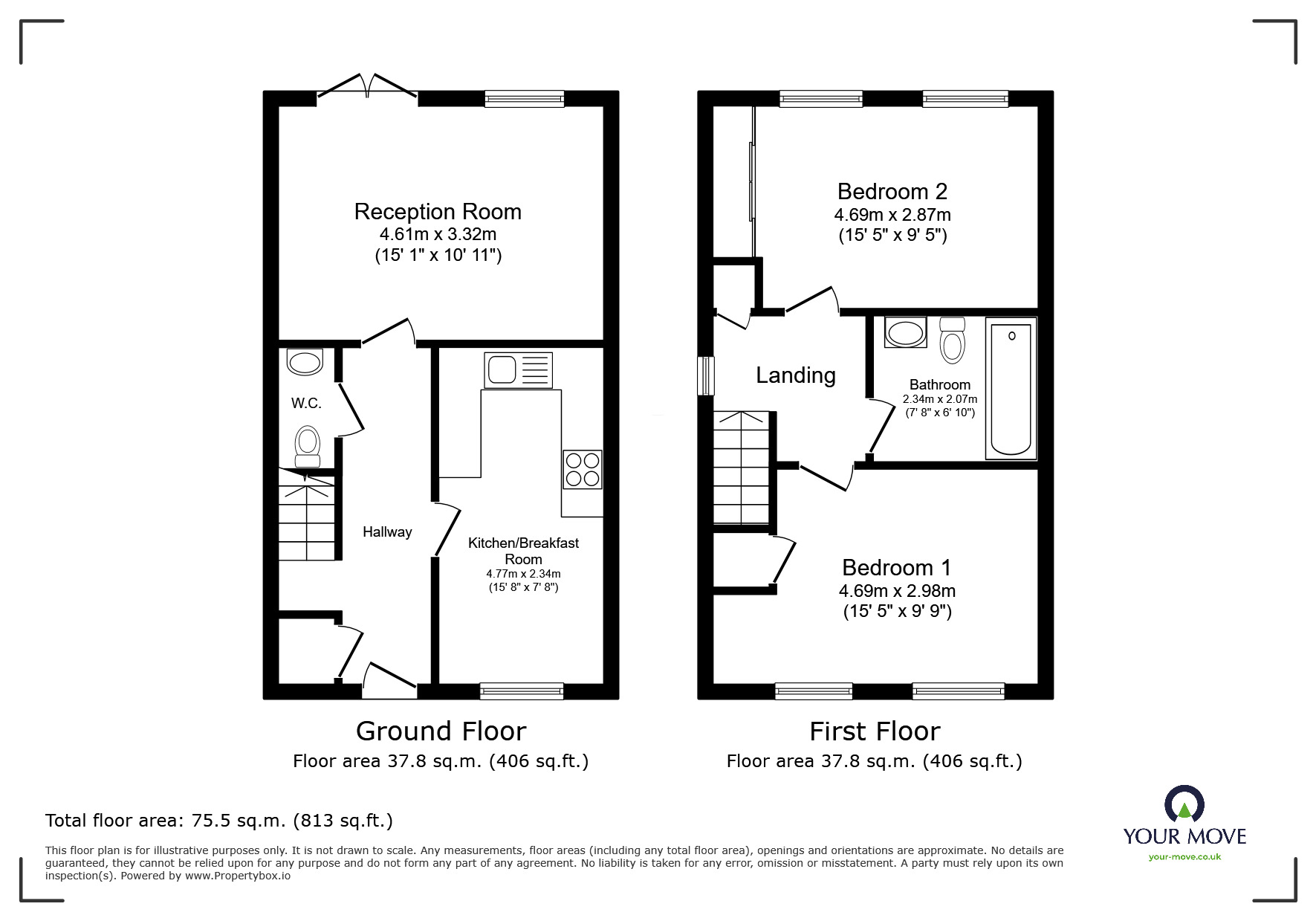 Floorplan of 2 bedroom Semi Detached House to rent, Golding Road, Tunbridge Wells, Kent, TN2