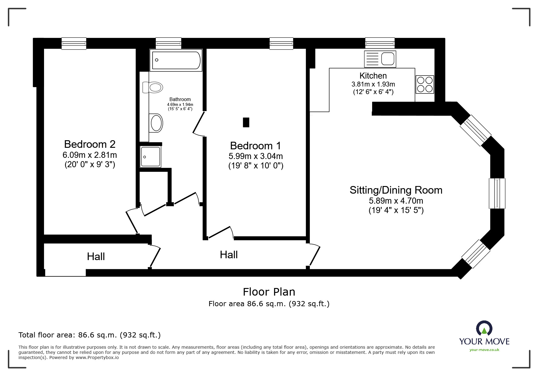 Floorplan of 2 bedroom  Flat to rent, High Street, Pembury, Kent, TN2
