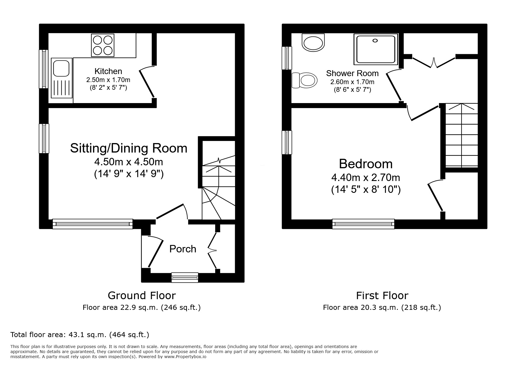 Floorplan of 1 bedroom End Terrace House for sale, The Ridings, Paddock Wood, Kent, TN12