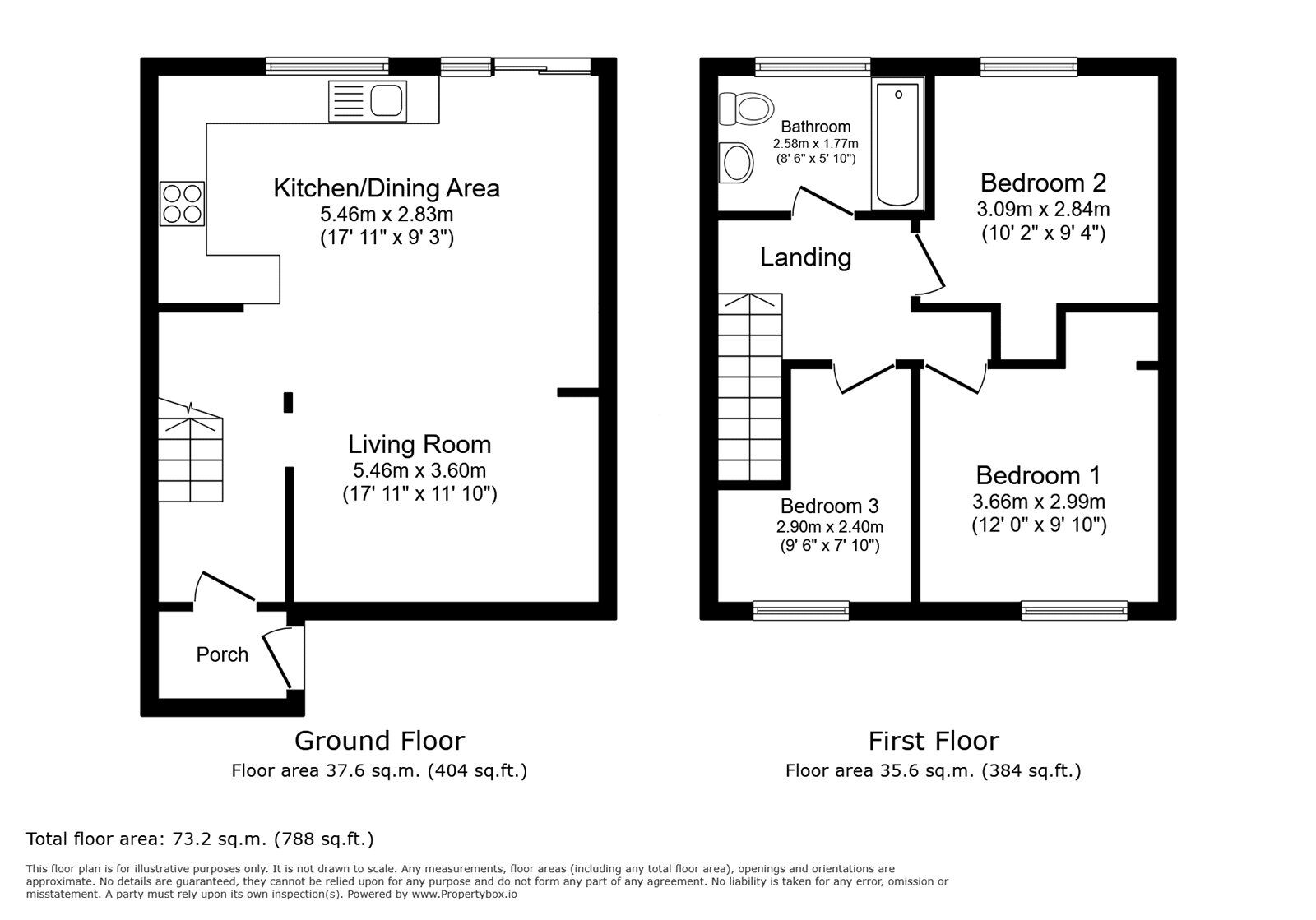 Floorplan of 3 bedroom End Terrace House for sale, Cranwell Road, Tunbridge Wells, Kent, TN4