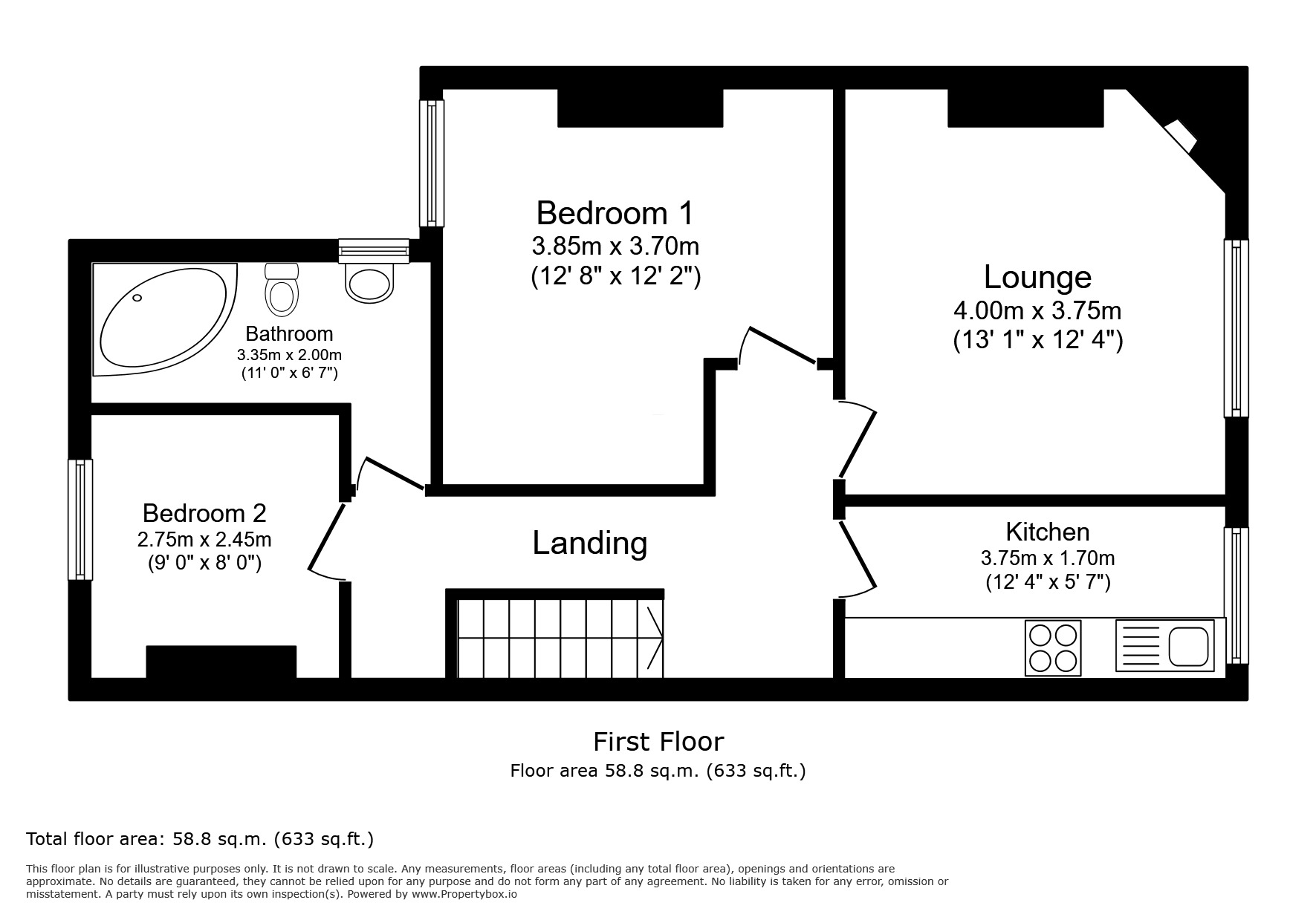 Floorplan of 2 bedroom  Flat to rent, Guildford Road, Tunbridge Wells, Kent, TN1