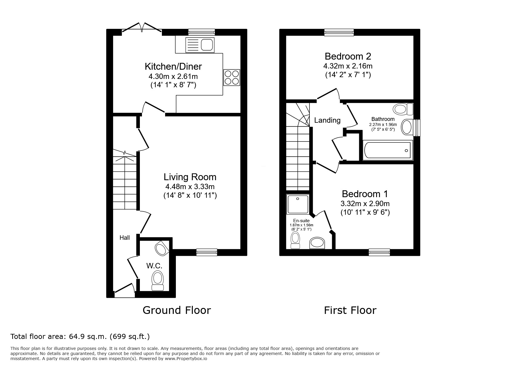 Floorplan of 2 bedroom End Terrace House to rent, Reeves Avenue, Paddock Wood, Kent, TN12