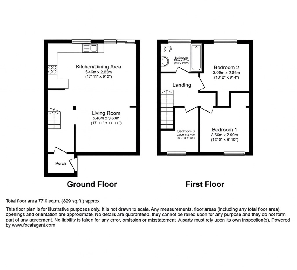 Floorplan of 3 bedroom End Terrace House to rent, Cranwell Road, Tunbridge Wells, Kent, TN4