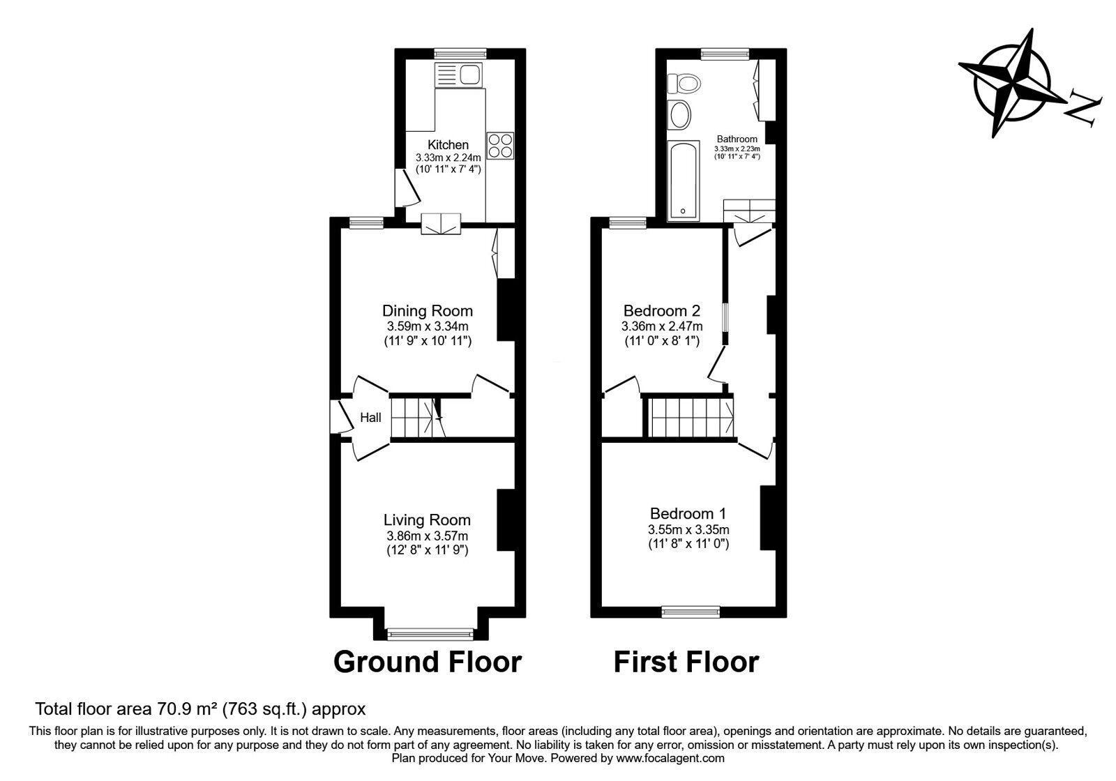 Floorplan of 2 bedroom Semi Detached House for sale, Woodland Road, Tunbridge Wells, Kent, TN4