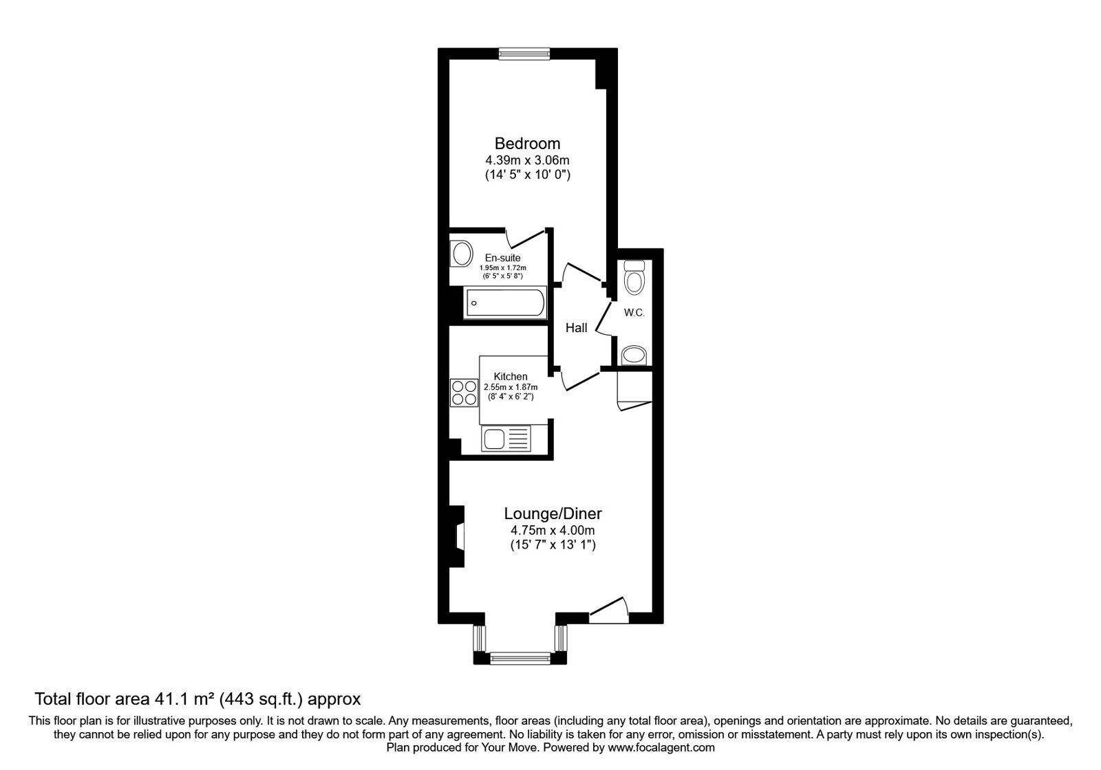 Floorplan of 1 bedroom Flat for sale, Addison Road, Tunbridge Wells, Kent, TN2