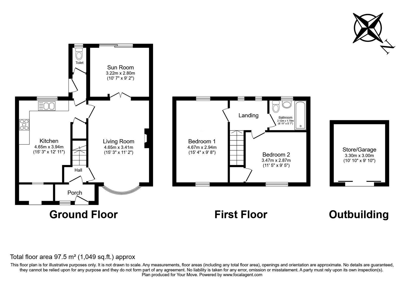 Floorplan of 2 bedroom End Terrace House for sale, Bracken Road, Royal Tunbridge Wells, Kent, TN2