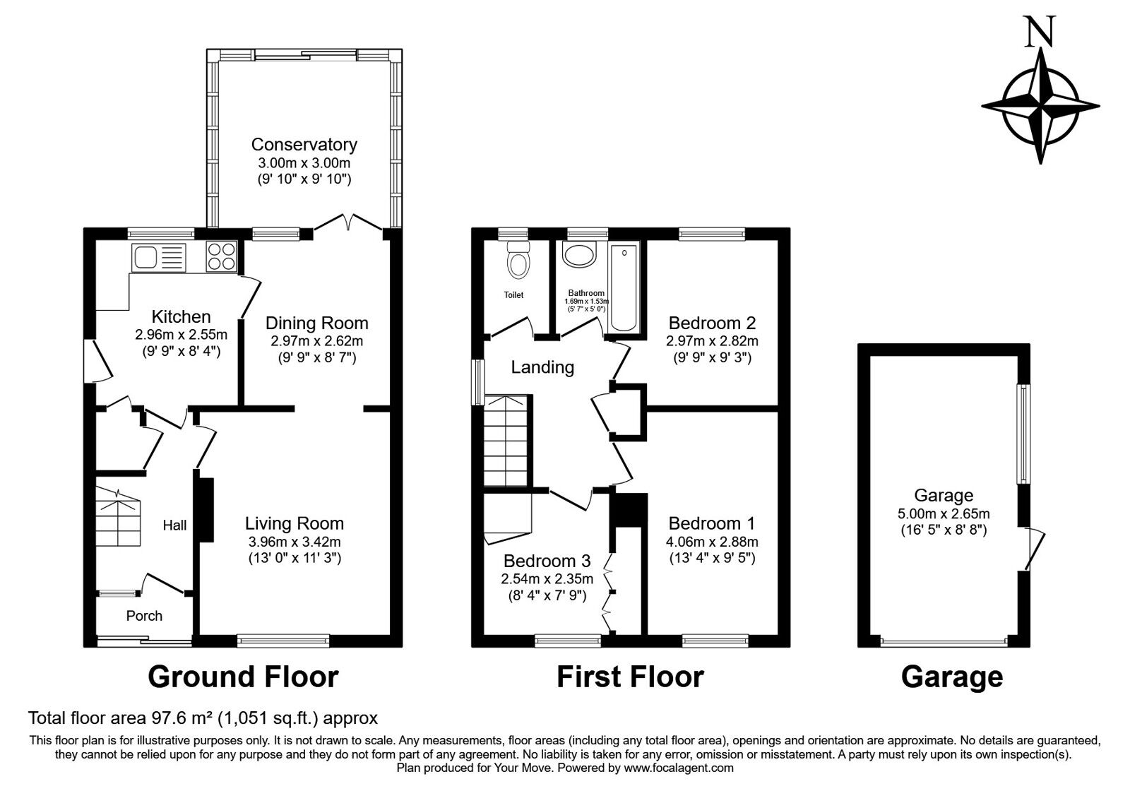 Floorplan of 3 bedroom Semi Detached House for sale, The Hurst, Tunbridge Wells, Kent, TN2