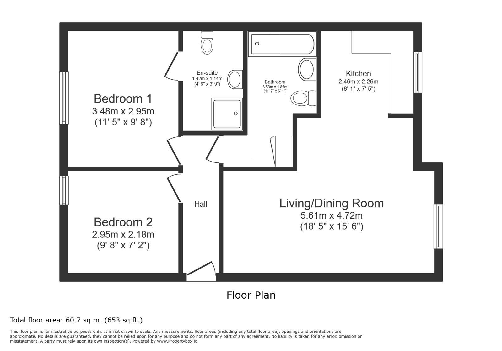 Floorplan of 2 bedroom Flat for sale, Jackwood Way, Tunbridge Wells, Kent, TN1