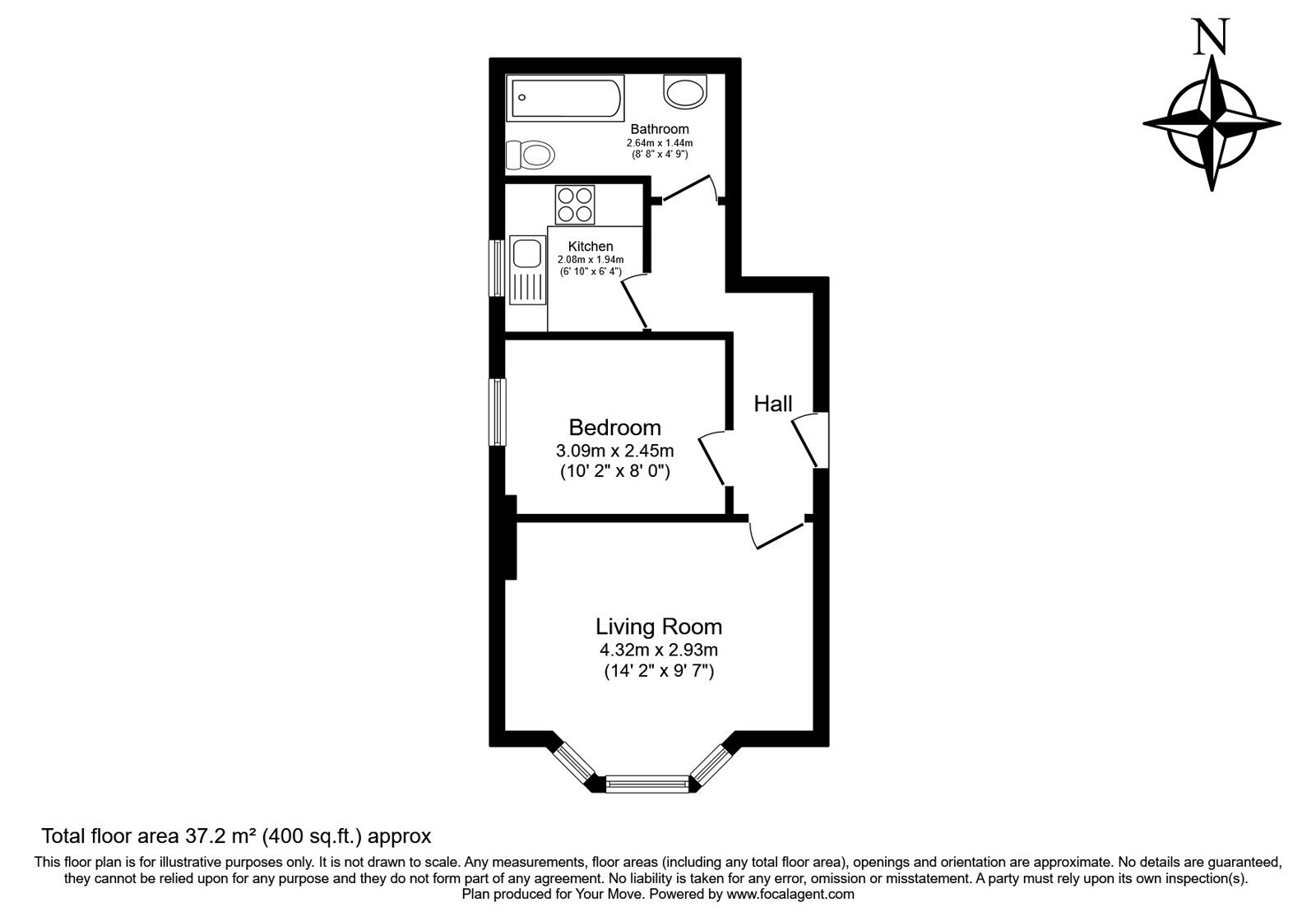 Floorplan of 1 bedroom Flat for sale, Park Road, Tunbridge Wells, Kent, TN4