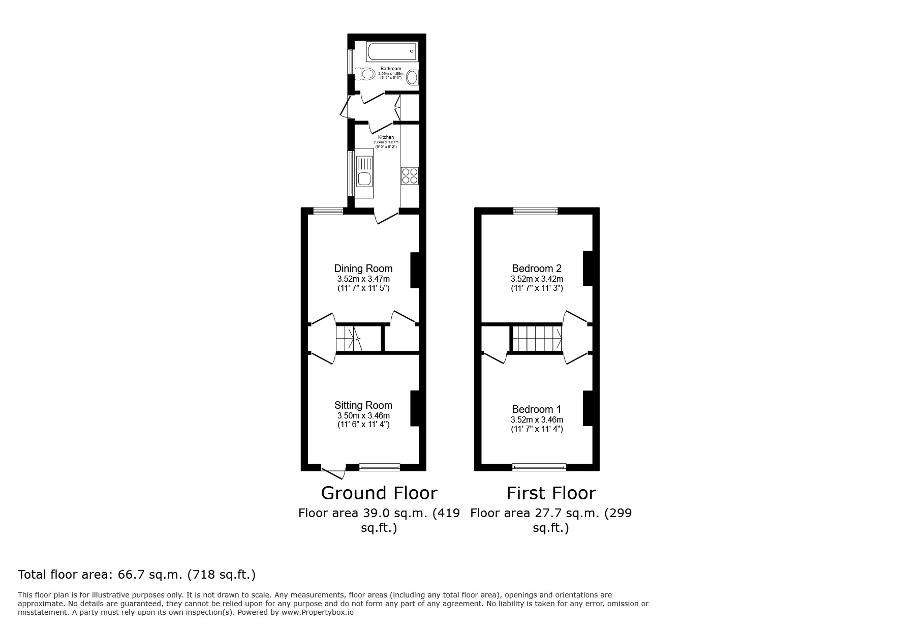 Floorplan of 2 bedroom Mid Terrace House to rent, Taylor Street, Tunbridge Wells, Kent, TN4
