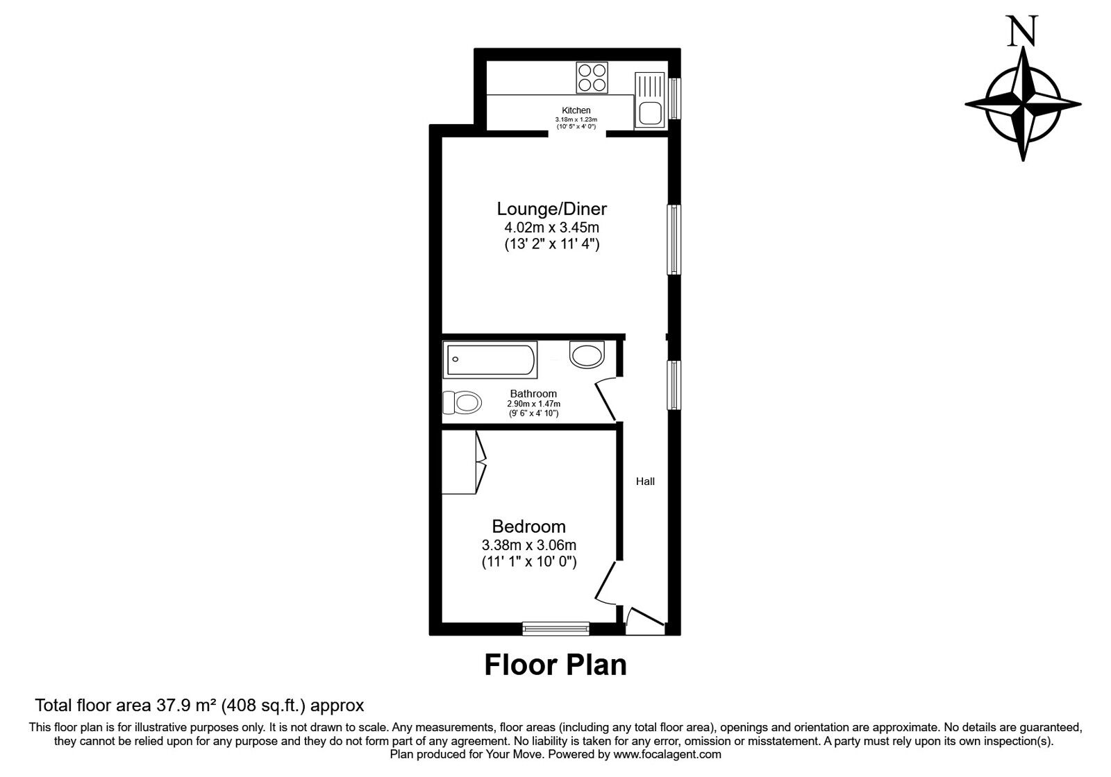 Floorplan of 1 bedroom Flat for sale, Rock Villa Road, Tunbridge Wells, Kent, TN1