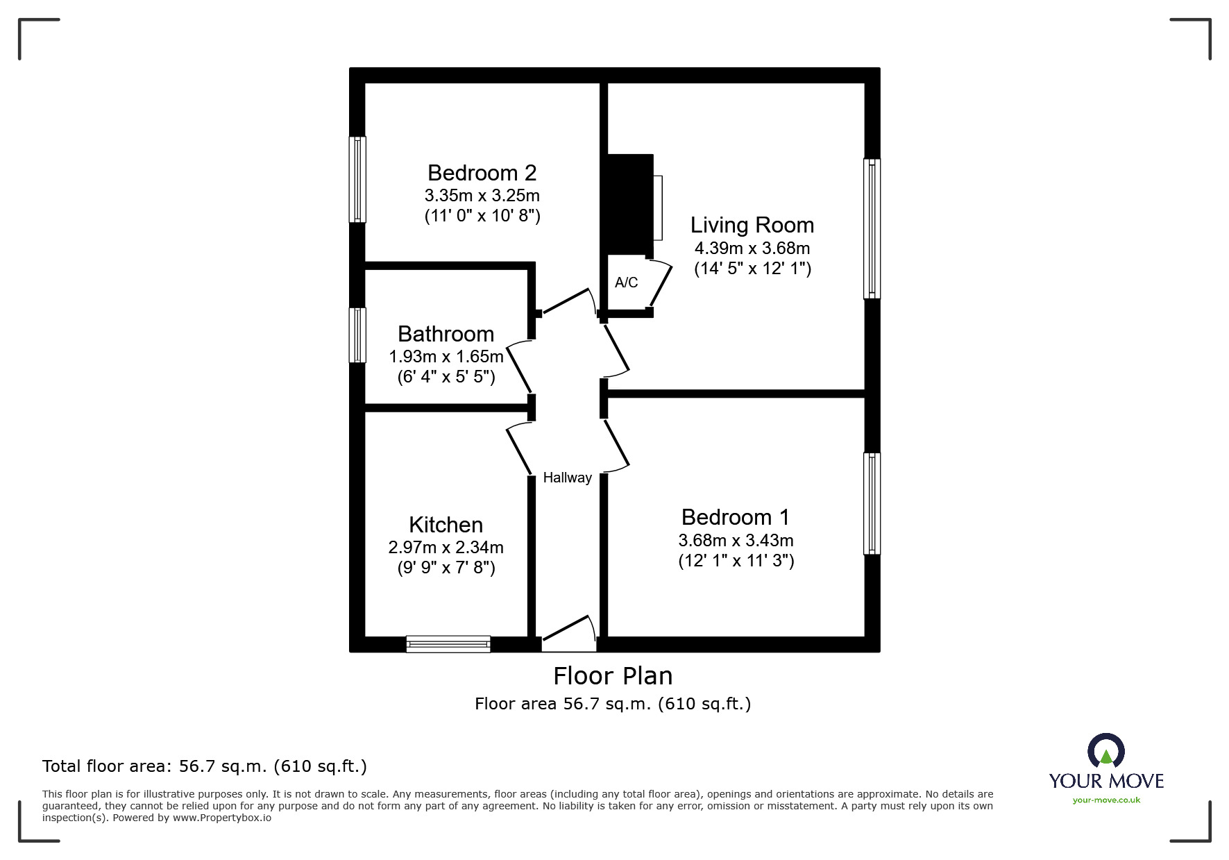 Floorplan of 2 bedroom Flat to rent, Rymill Road, St. Leonards-on-Sea, East Sussex, TN38