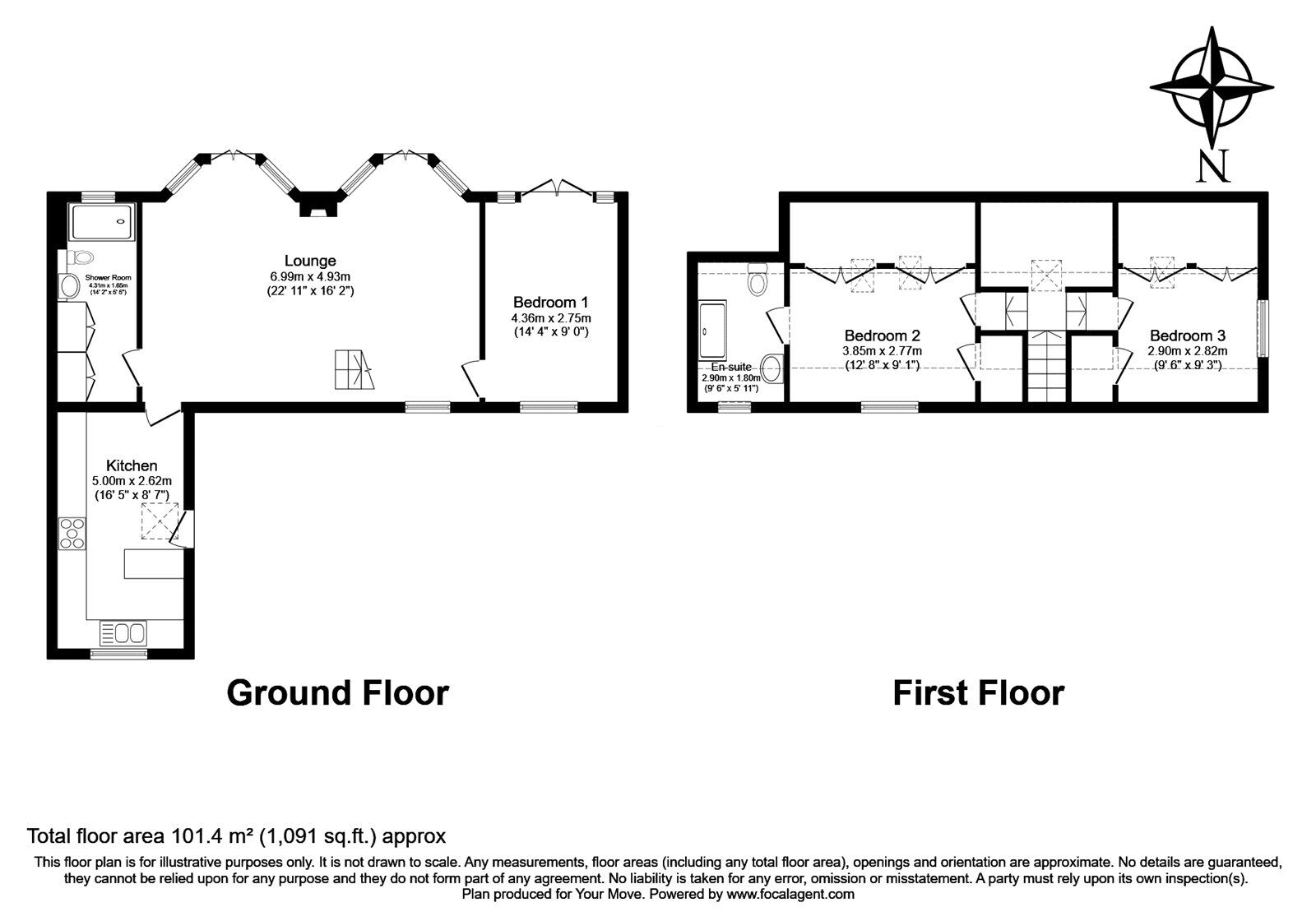 Floorplan of 3 bedroom Semi Detached House for sale, Halls Hole Road, Tunbridge Wells, Kent, TN2