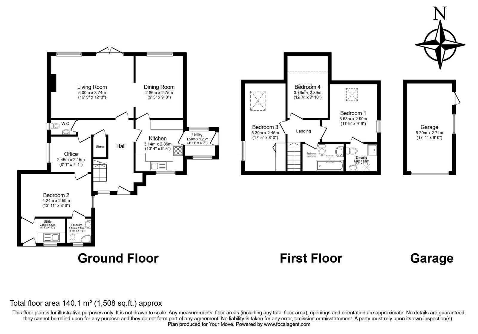 Floorplan of 4 bedroom Detached House for sale, Lampington Row, Langton Green, Kent, TN3