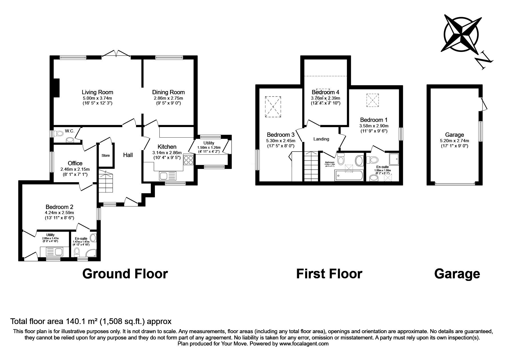 Floorplan of 4 bedroom Detached House for sale, Lampington Row, Langton Green, Kent, TN3
