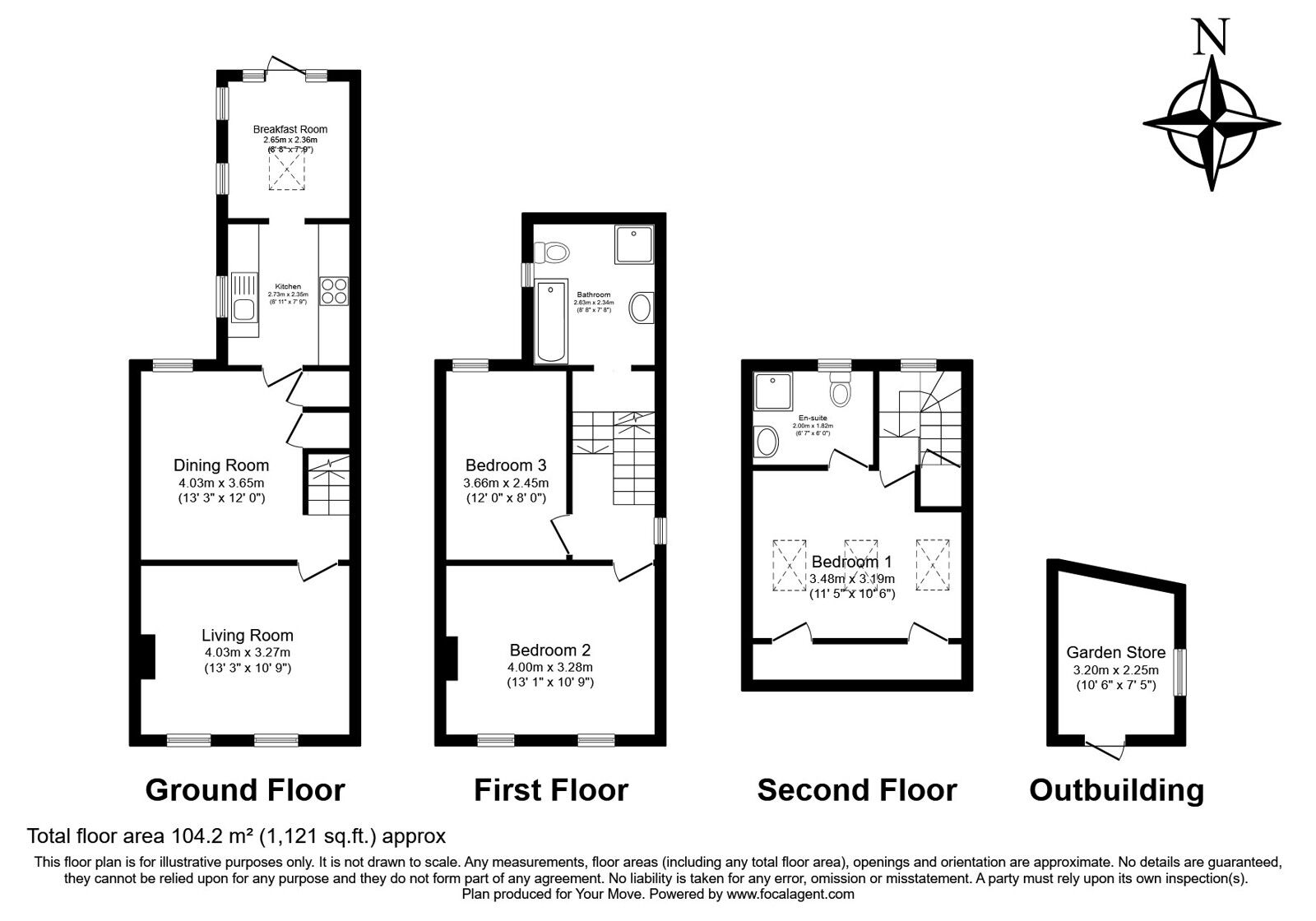 Floorplan of 3 bedroom Semi Detached House for sale, Culverden Down, Tunbridge Wells, Kent, TN4