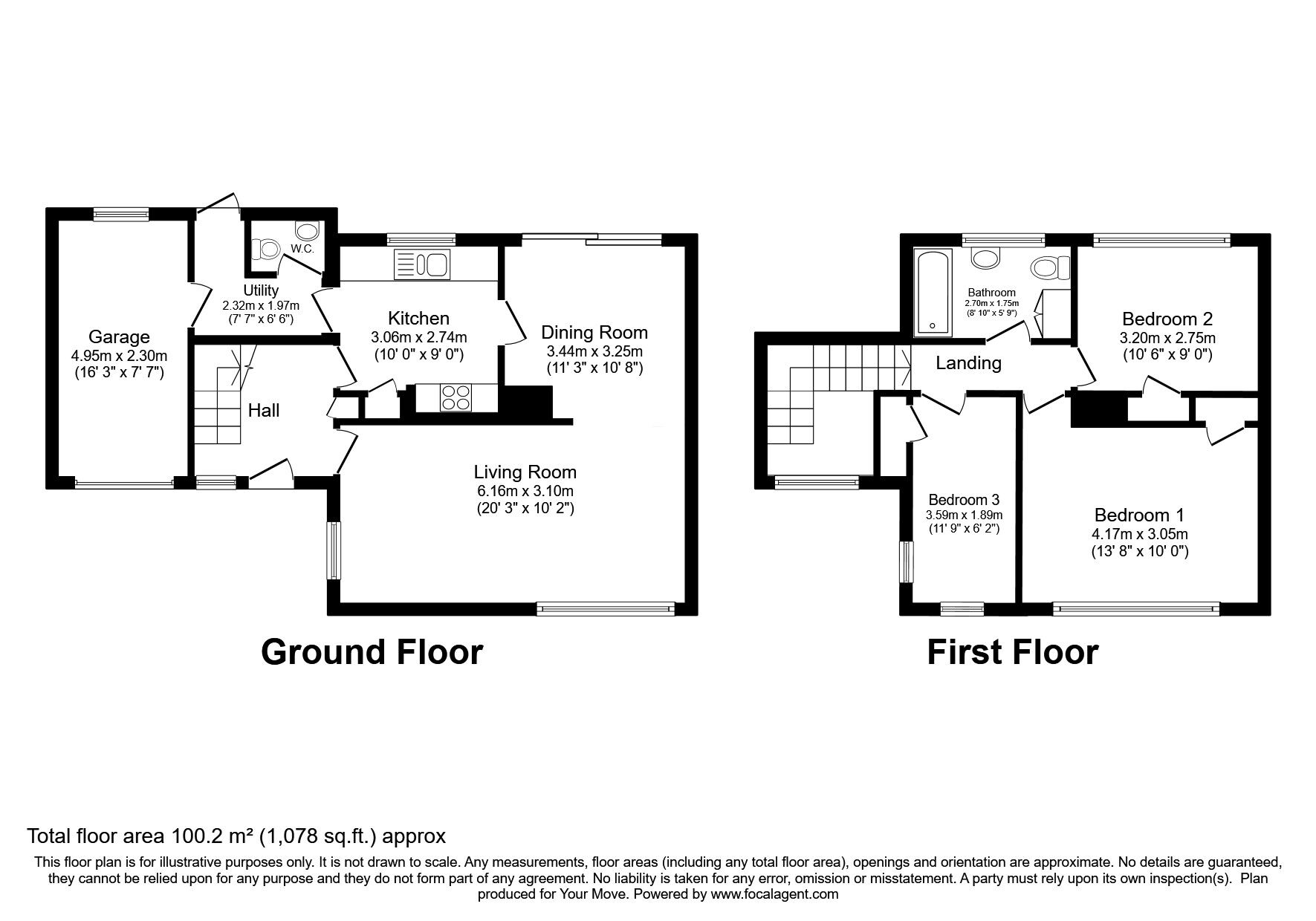 Floorplan of 3 bedroom Semi Detached House for sale, Shirley Gardens, Tunbridge Wells, Kent, TN4