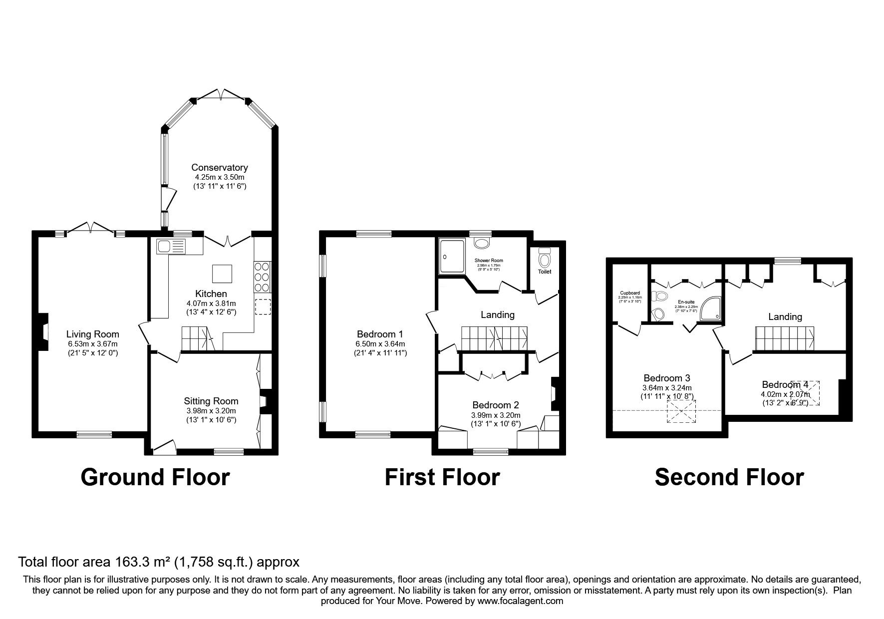 Floorplan of 4 bedroom End Terrace House for sale, Collier Street, Tonbridge, Kent, TN12