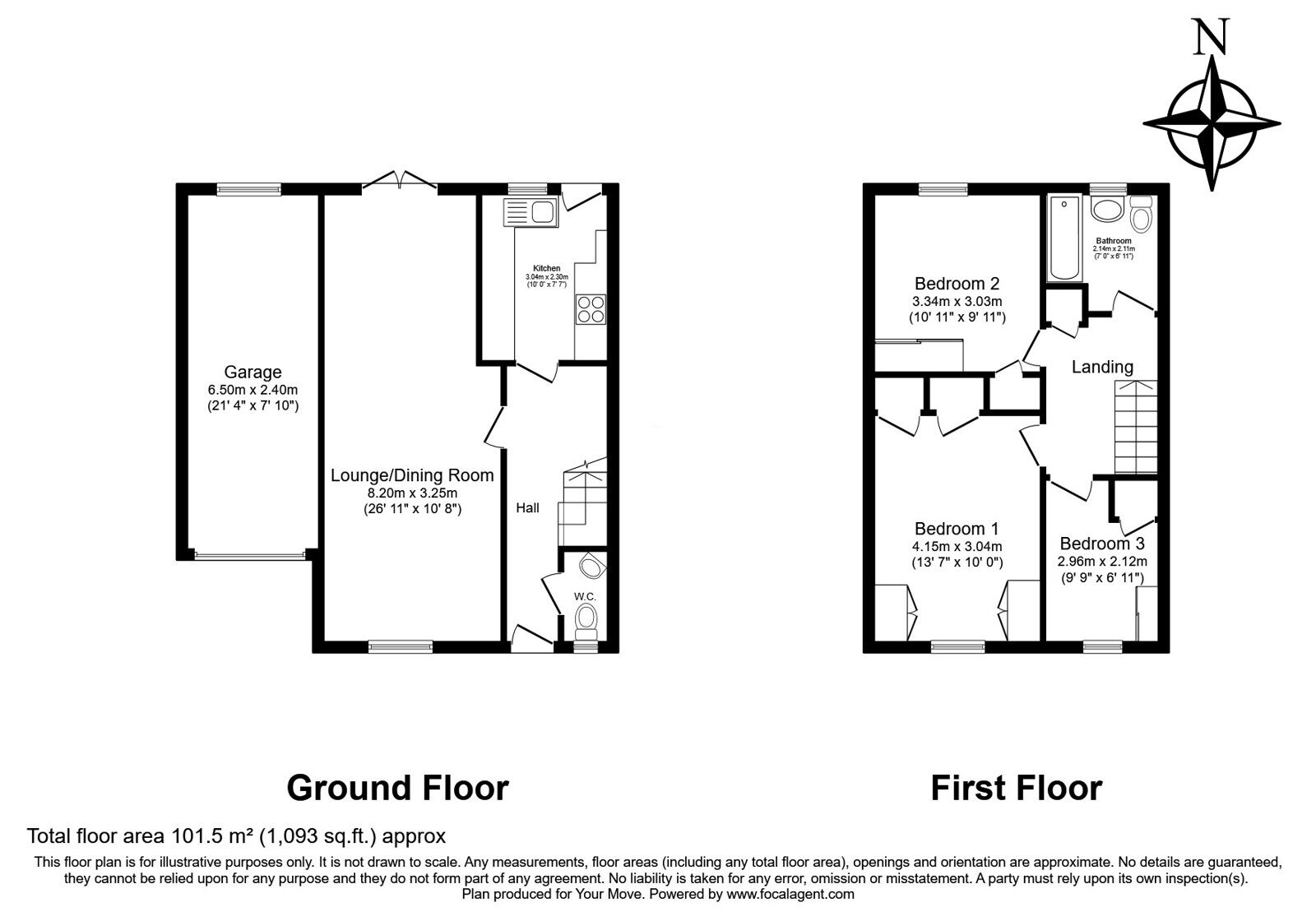 Floorplan of 3 bedroom End Terrace House for sale, Merrion Close, Tunbridge Wells, Kent, TN4