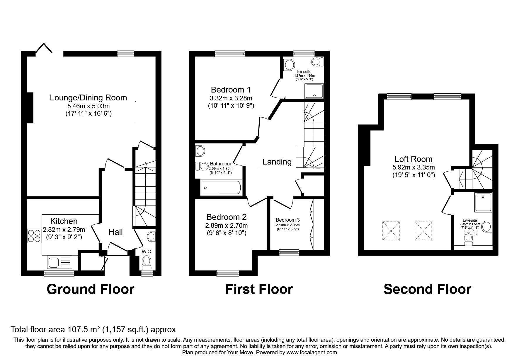 Floorplan of 3 bedroom Mid Terrace House for sale, Badgers Holt, Tunbridge Wells, Kent, TN2