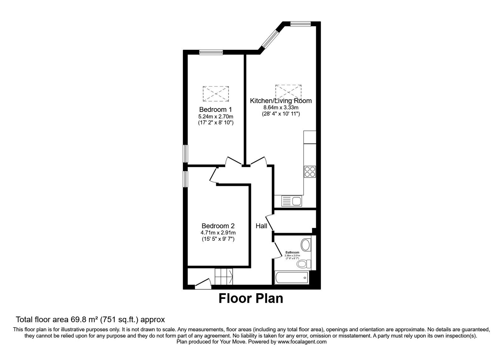 Floorplan of 2 bedroom Flat for sale, High Street, Pembury, Kent, TN2
