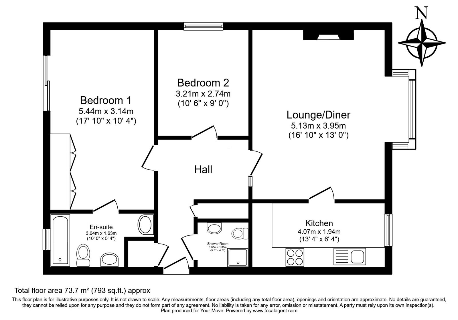 Floorplan of 2 bedroom Flat for sale, Linden Park Road, Tunbridge Wells, Kent, TN2