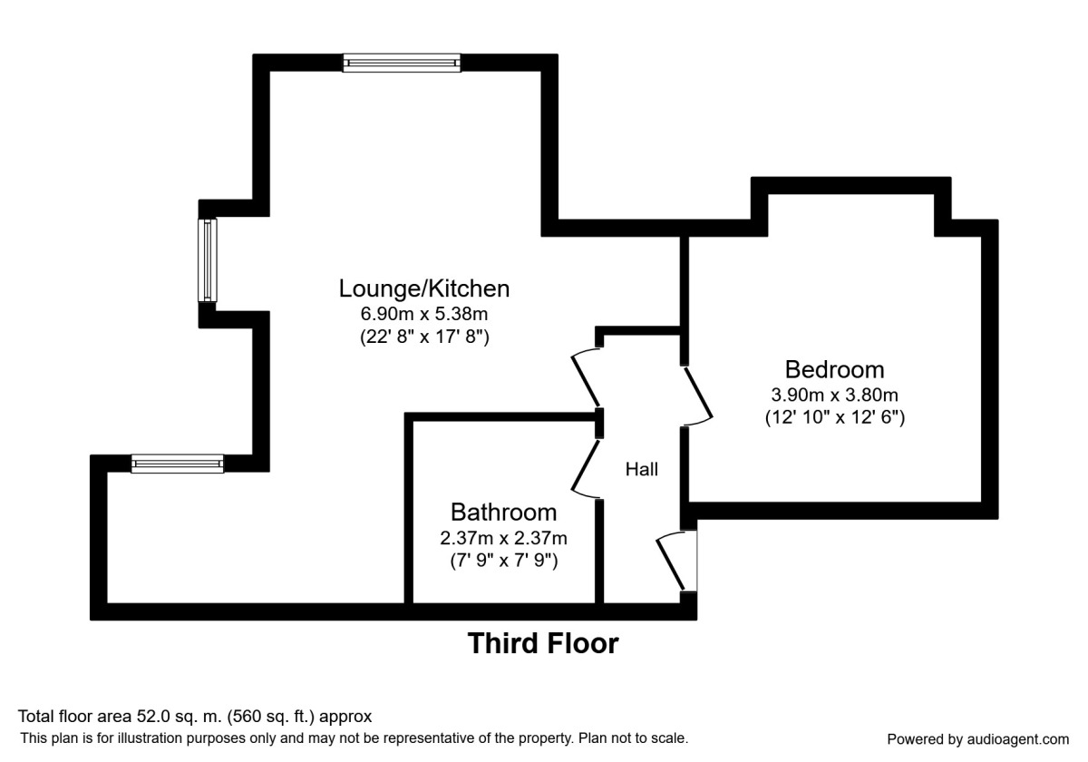 Floorplan of 1 bedroom Flat for sale, Bishops Down Road, Tunbridge Wells, Kent, TN4