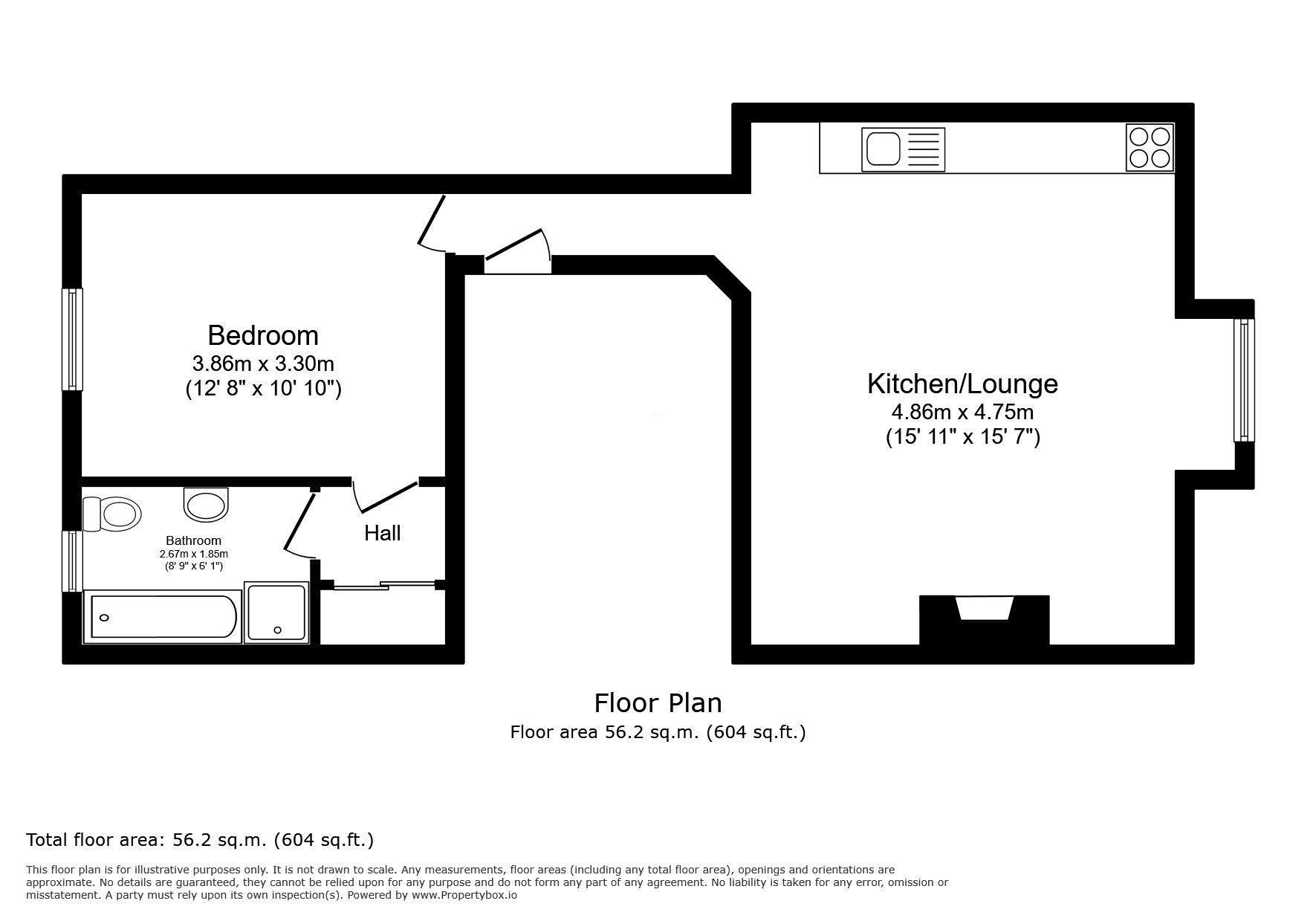 Floorplan of 1 bedroom Flat to rent, Christchurch Avenue, Tunbridge Wells, Kent, TN1