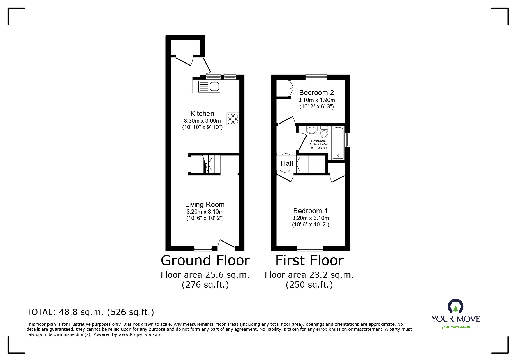 Floorplan of 2 bedroom End Terrace House to rent, Cromwell Road, Tunbridge Wells, Kent, TN2