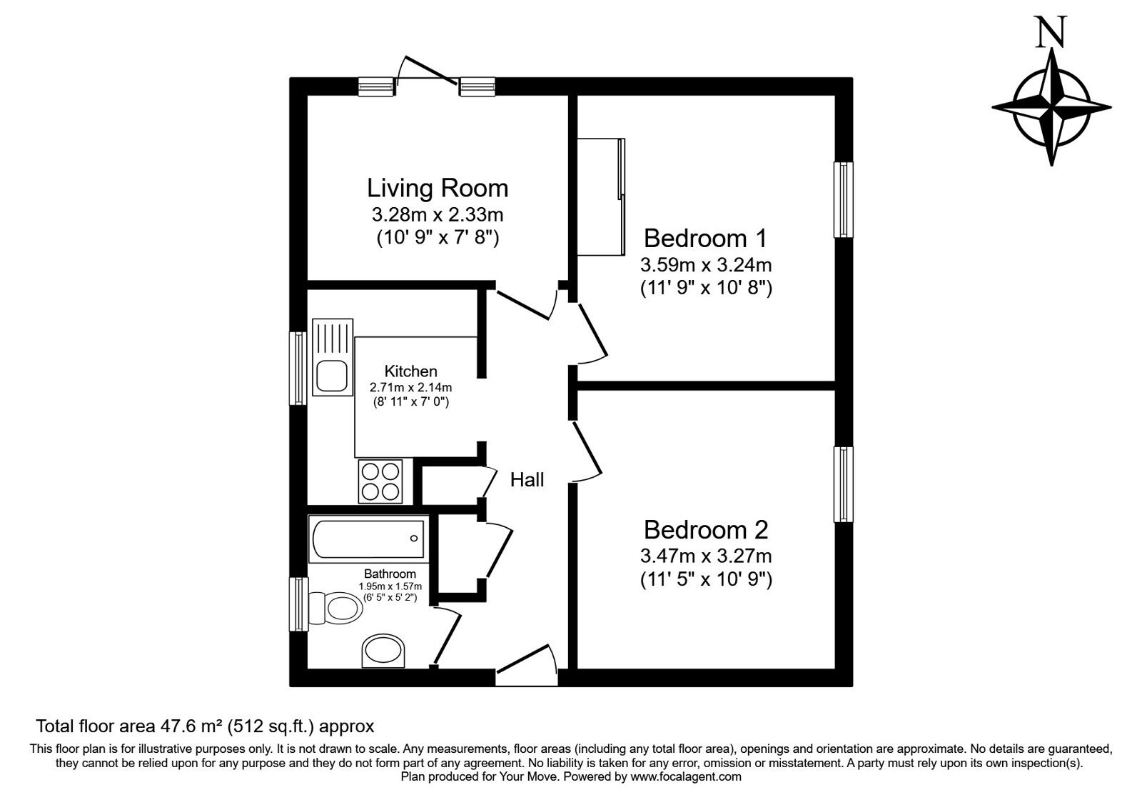 Floorplan of 2 bedroom Flat for sale, Grove Hill Road, Tunbridge Wells, Kent, TN1