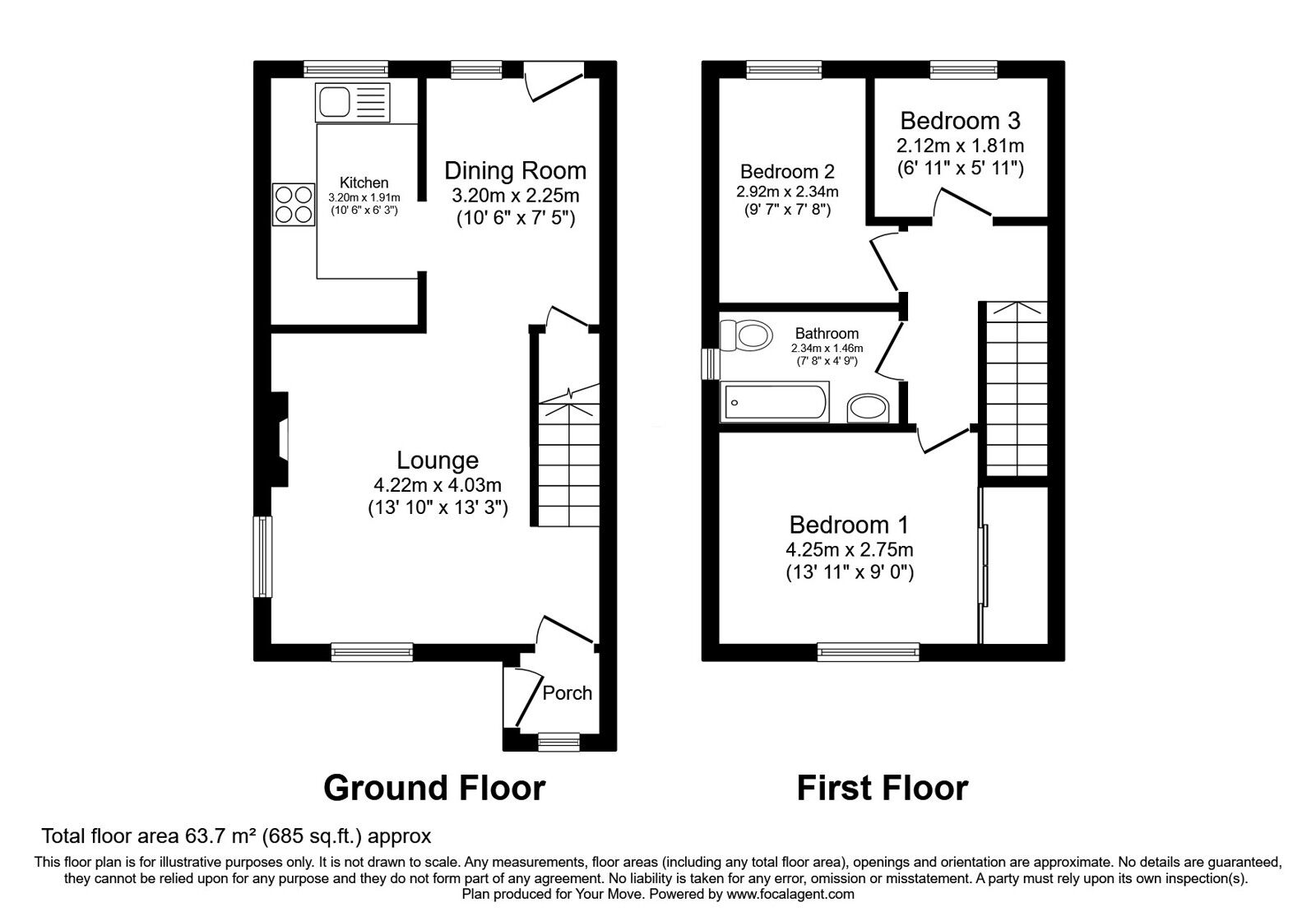 Floorplan of 3 bedroom Semi Detached House for sale, Link Way, Tunbridge Wells, Kent, TN2