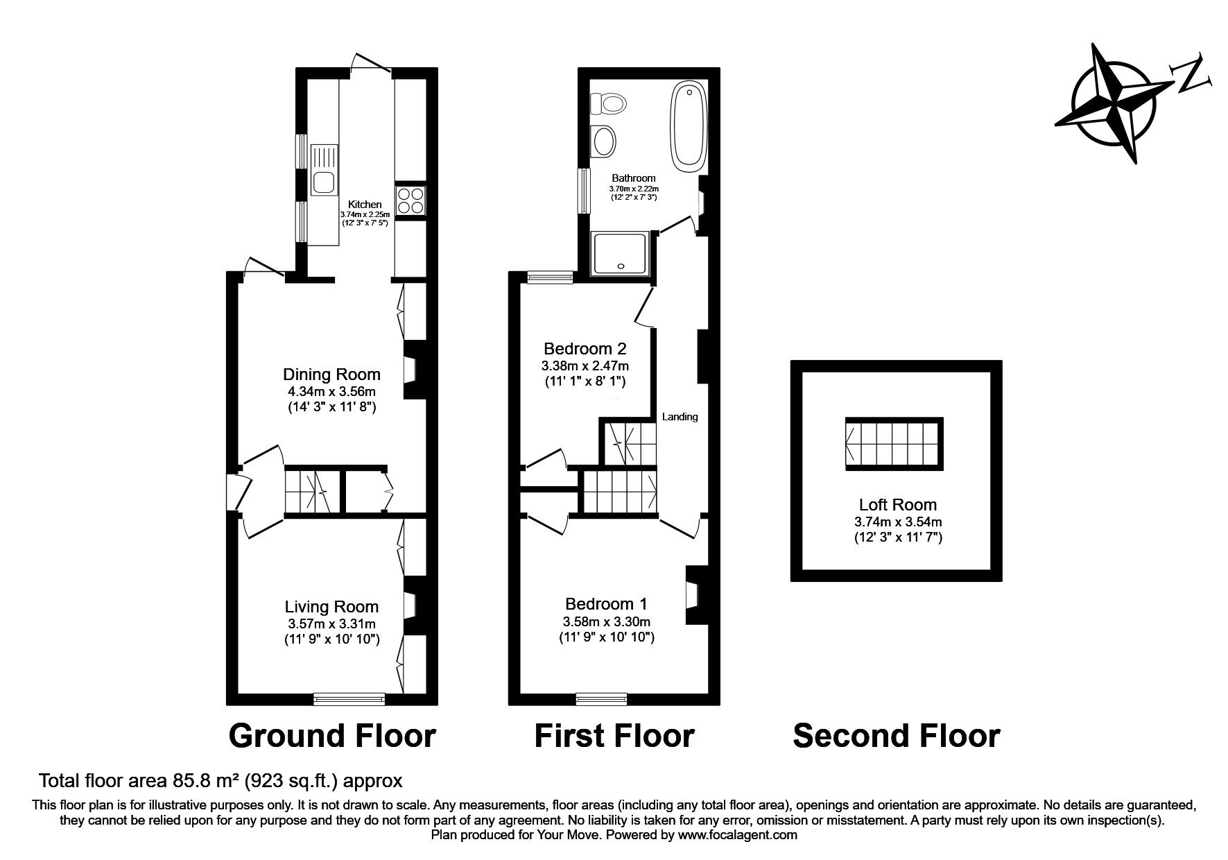 Floorplan of 2 bedroom Semi Detached House for sale, Andrew Road, Tunbridge Wells, TN4