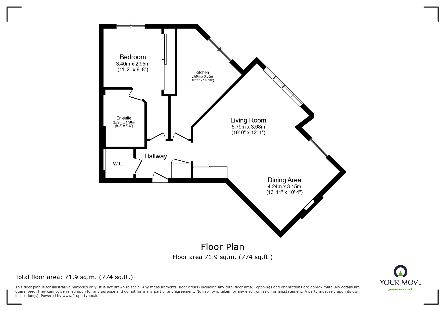 Floorplan of 1 bedroom Flat to rent, Roedean Road, Tunbridge Wells, Kent, TN2