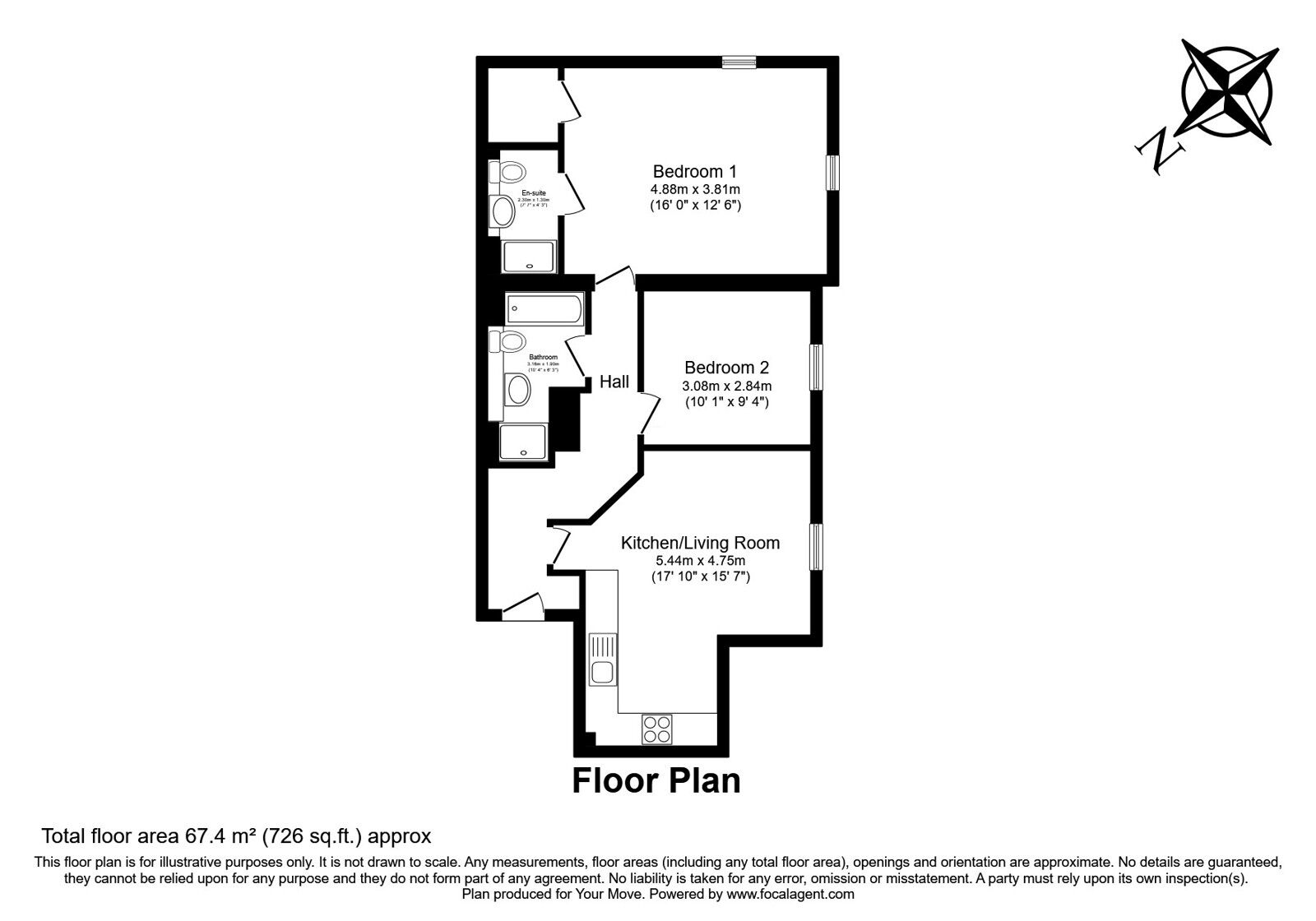 Floorplan of 2 bedroom Flat to rent, High Street, Pembury, Kent, TN2