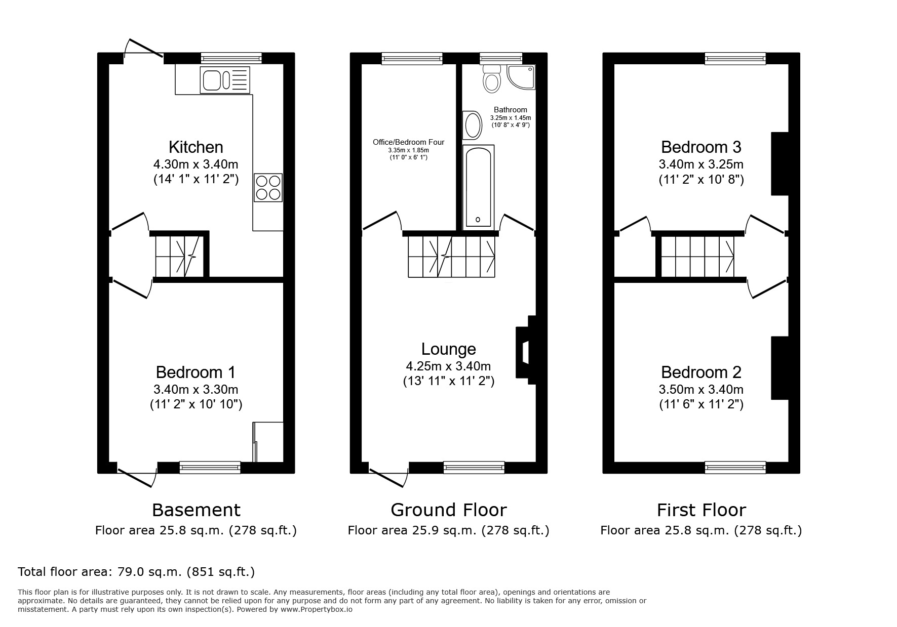 Floorplan of 3 bedroom Mid Terrace House to rent, Rochdale Road, Tunbridge Wells, Kent, TN1