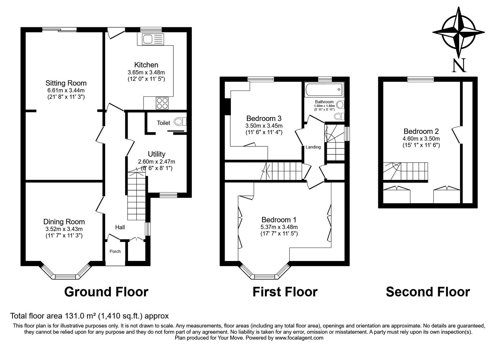 Floorplan of 3 bedroom Semi Detached House for sale, Heskett Park, Pembury, Kent, TN2