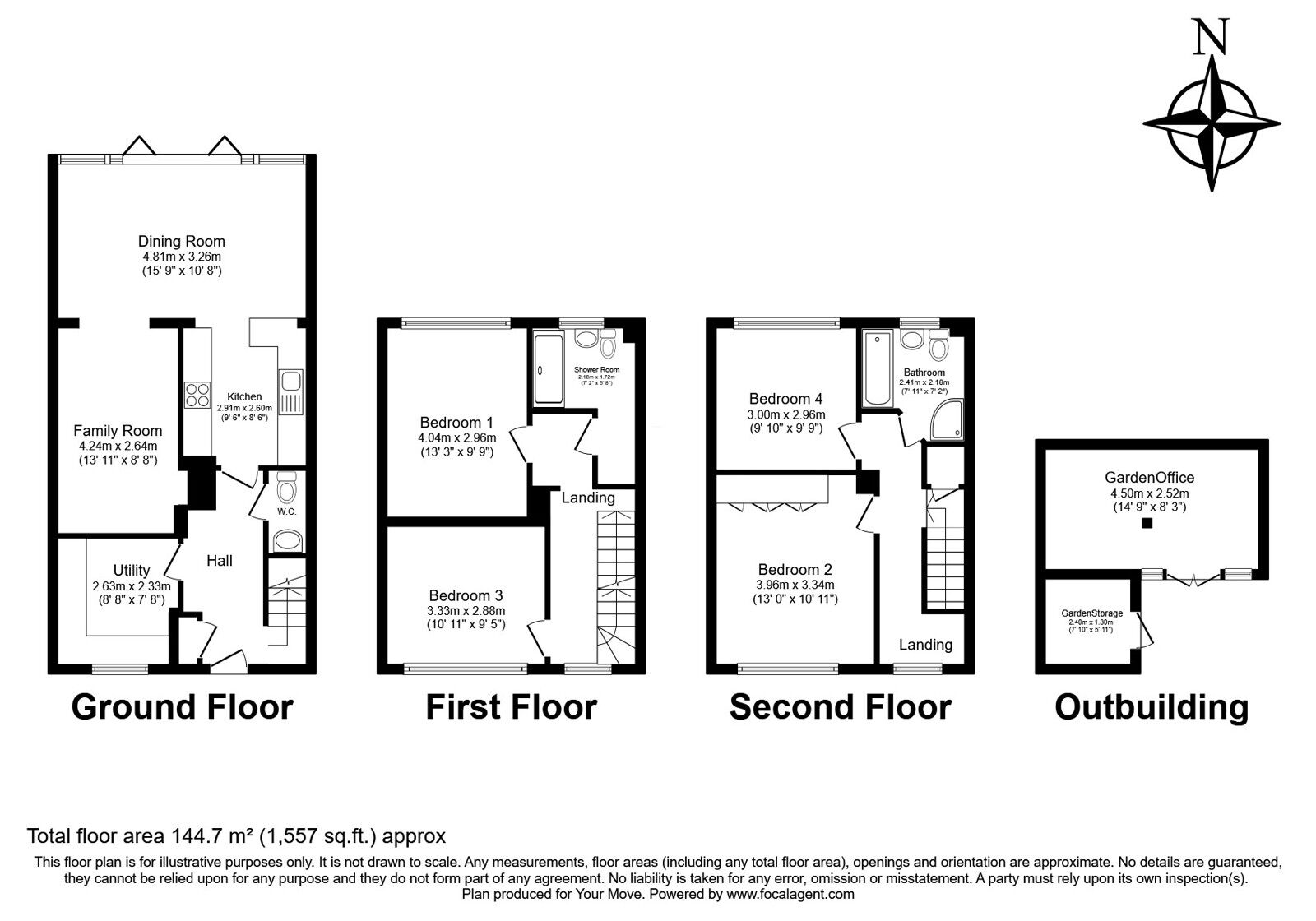 Floorplan of 4 bedroom Mid Terrace House for sale, Meadow Close, Sevenoaks, Kent, TN13