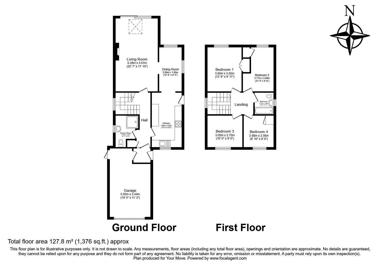 Floorplan of 4 bedroom Link Detached House for sale, Goudhurst Road, Horsmonden, Kent, TN12