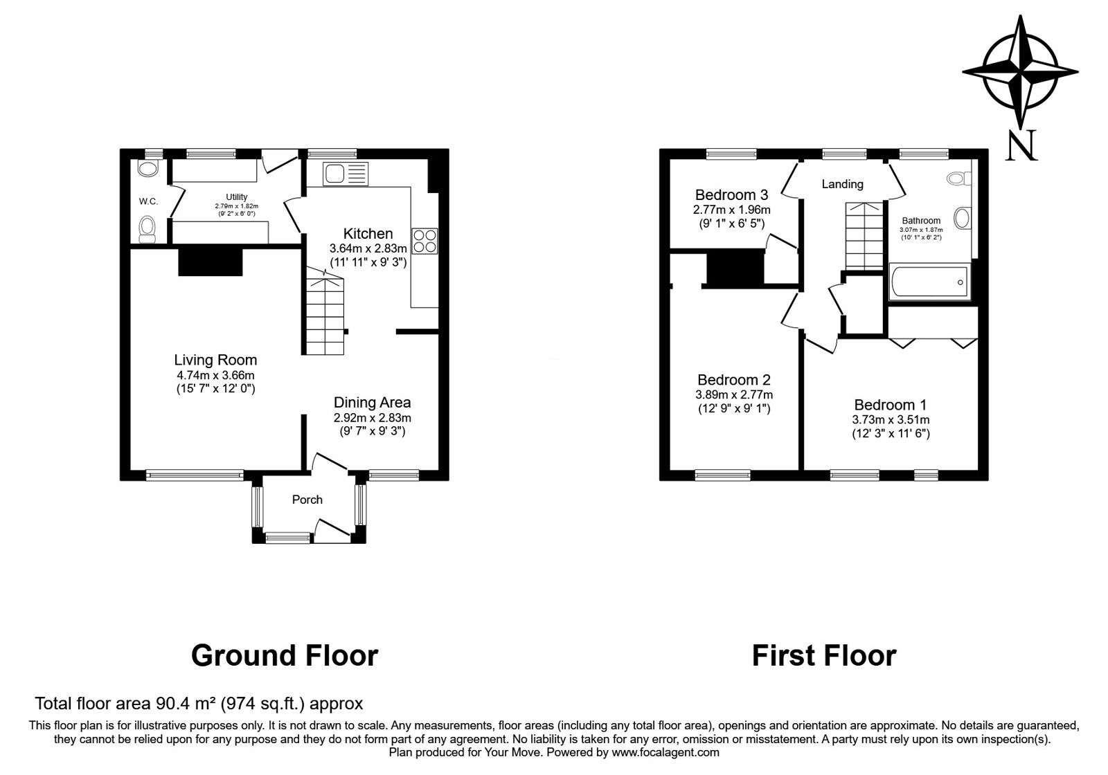 Floorplan of 3 bedroom Mid Terrace House for sale, Tainter Road, Hadlow, Kent,, TN11