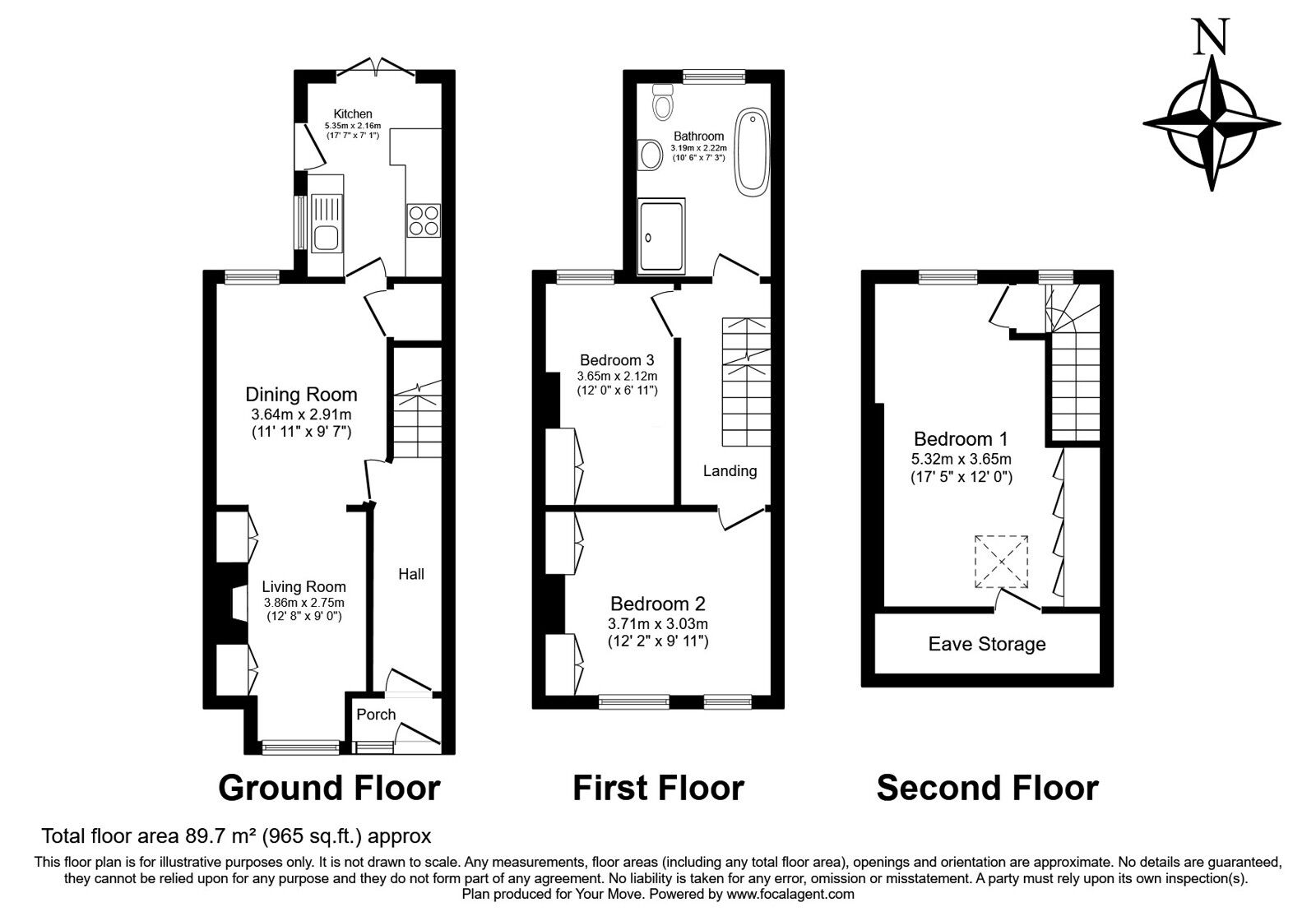 Floorplan of 3 bedroom Semi Detached House for sale, Southwood Road, Tunbridge Wells, Kent, TN4