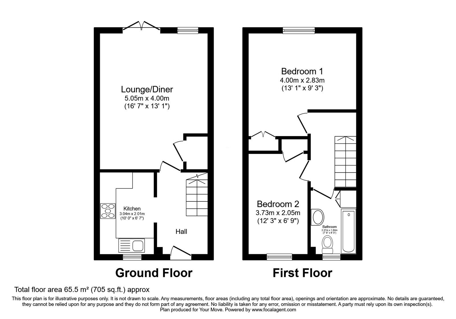 Floorplan of 2 bedroom Mid Terrace House for sale, Barnetts Way, Tunbridge Wells, Kent, TN4