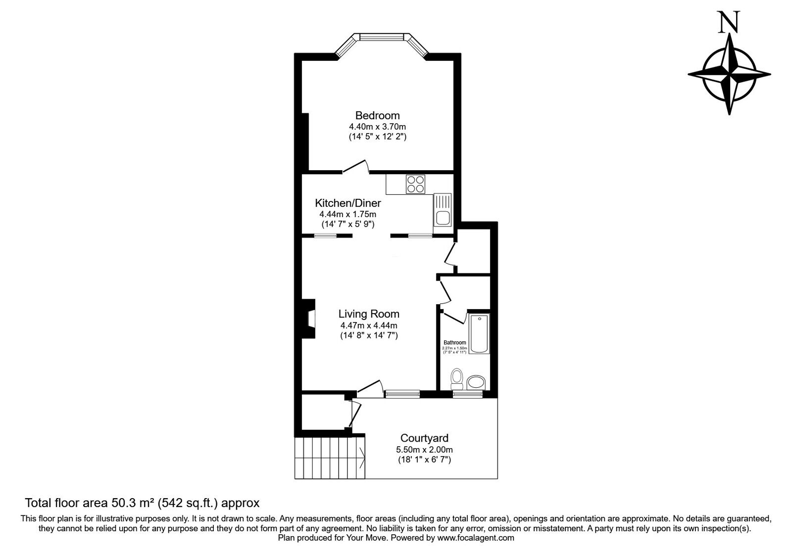 Floorplan of 1 bedroom Flat for sale, Madeira Park, Tunbridge Wells, Kent, TN2