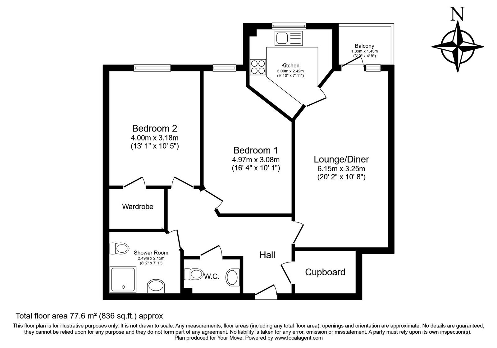 Floorplan of 2 bedroom Flat to rent, St. Johns Road, Tunbridge Wells, Kent, TN4