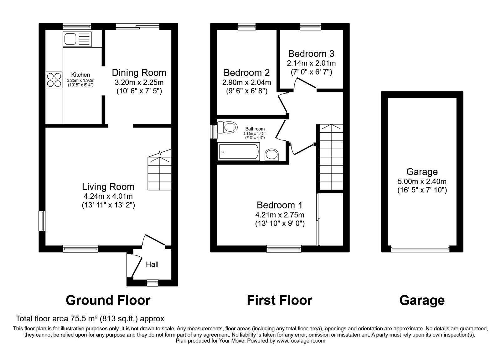 Floorplan of 3 bedroom Semi Detached House for sale, Ashenden Walk, Tunbridge Wells, Kent, TN2