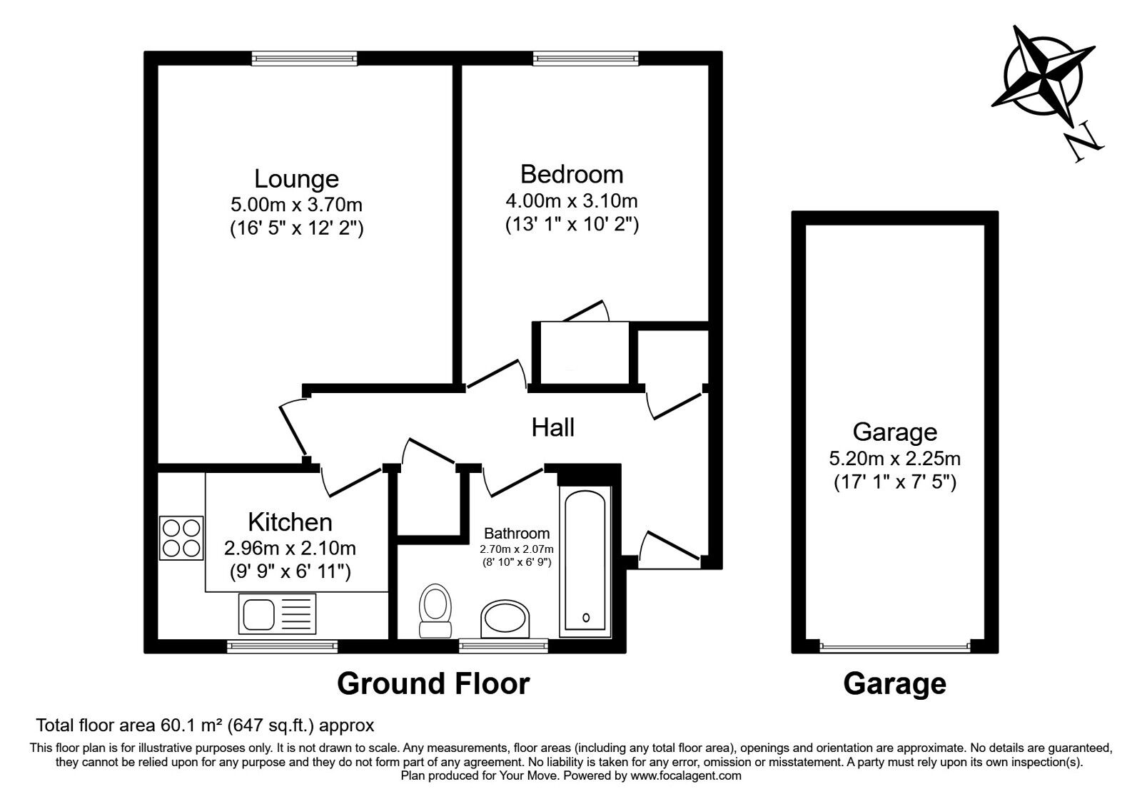 Floorplan of 1 bedroom Flat for sale, Brook Road, Tunbridge Wells, Kent, TN2