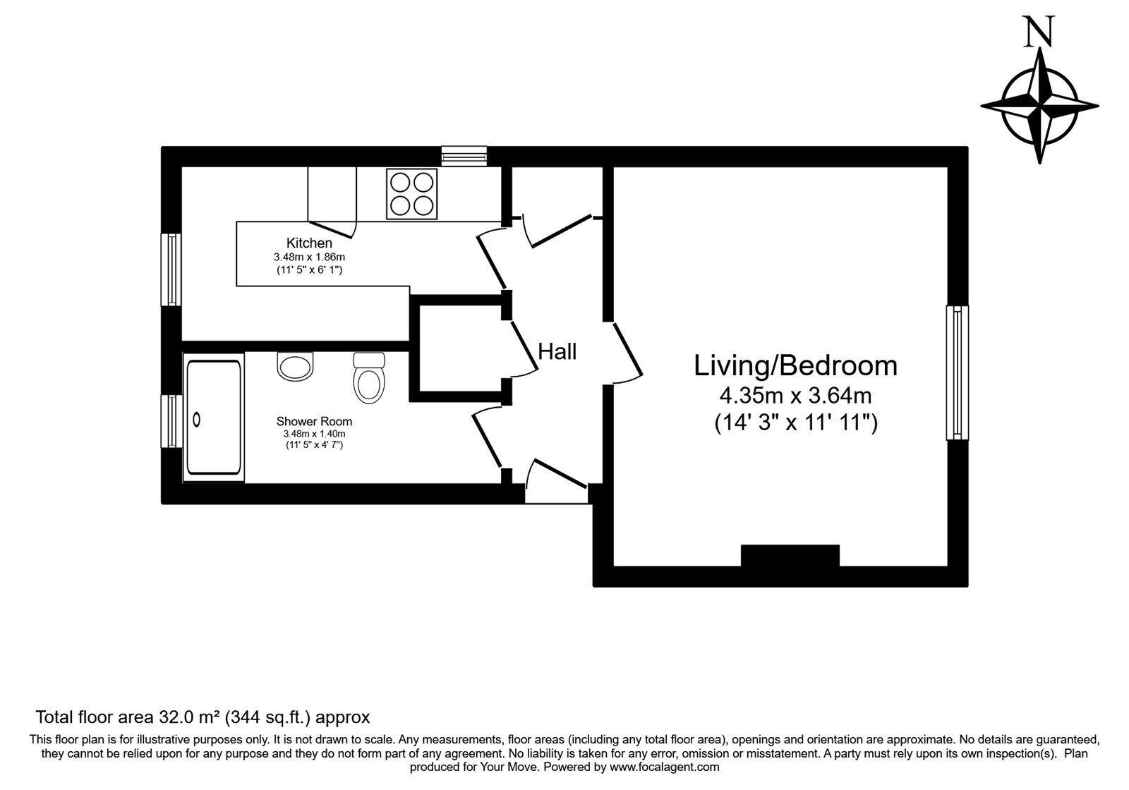 Floorplan of 1 bedroom Flat for sale, North Street, Tunbridge Wells, Kent, TN2