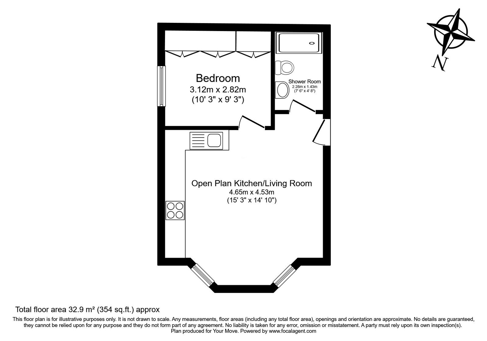 Floorplan of 1 bedroom Flat for sale, Woodbury Park Road, Tunbridge Wells, Kent, TN4