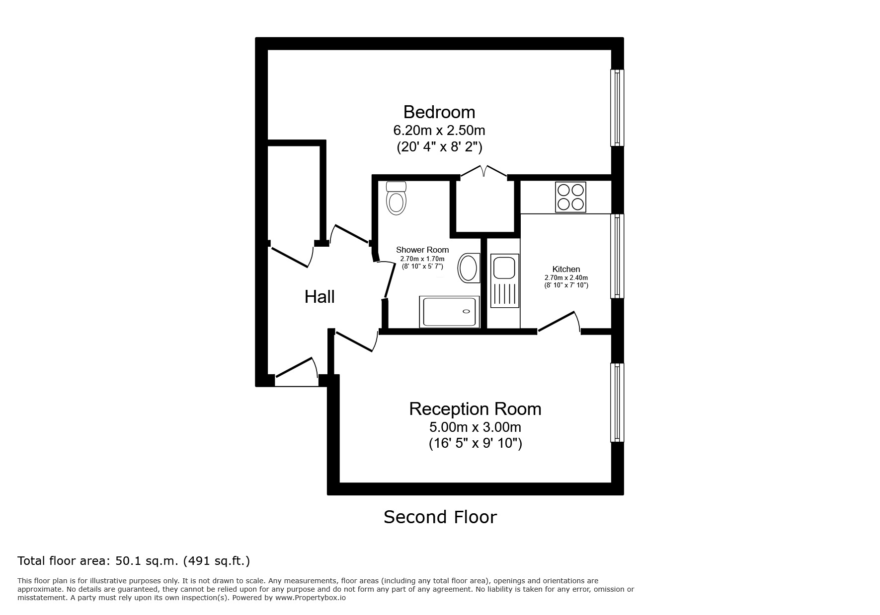 Floorplan of 1 bedroom Flat for sale, St Domingo House, 2, Woolwich, Greenwich,, SE18